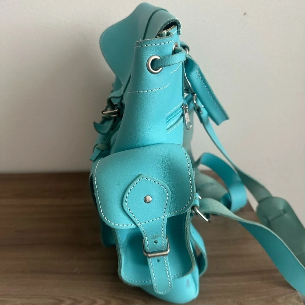 Grafea Show business Sky blue leather Ricksack backpack medium